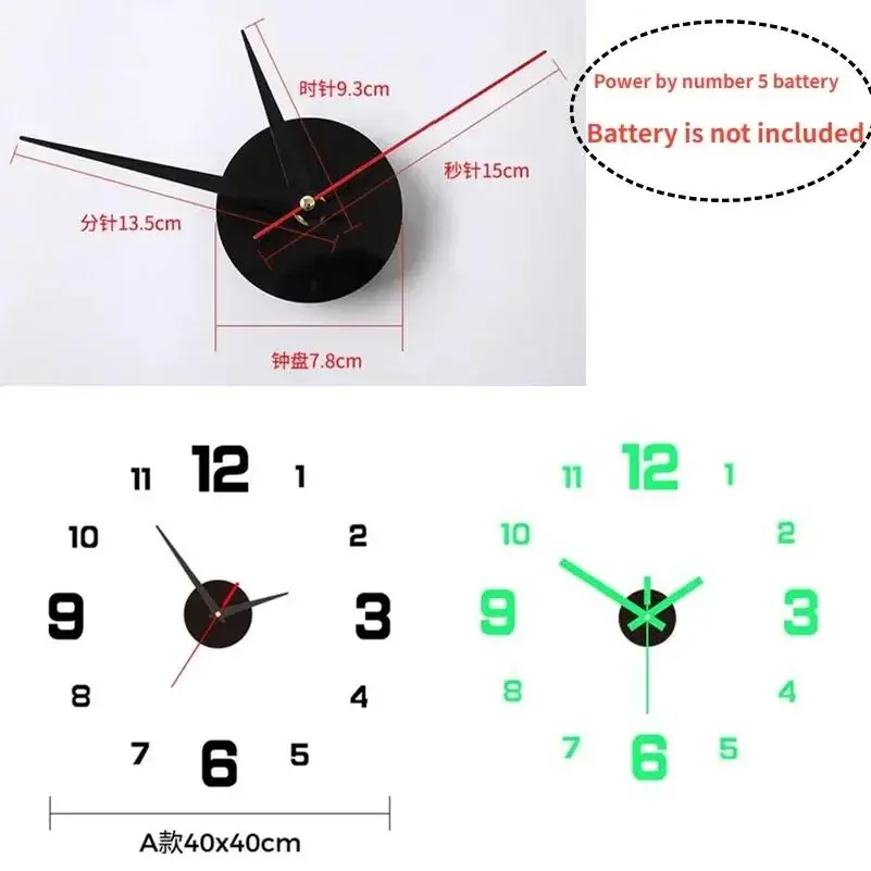 Luminous Digital Clock DIY Stereoscopic Wall Clock Silent Clock Living Room Bedroom Wall Clock Home Decorations view 4