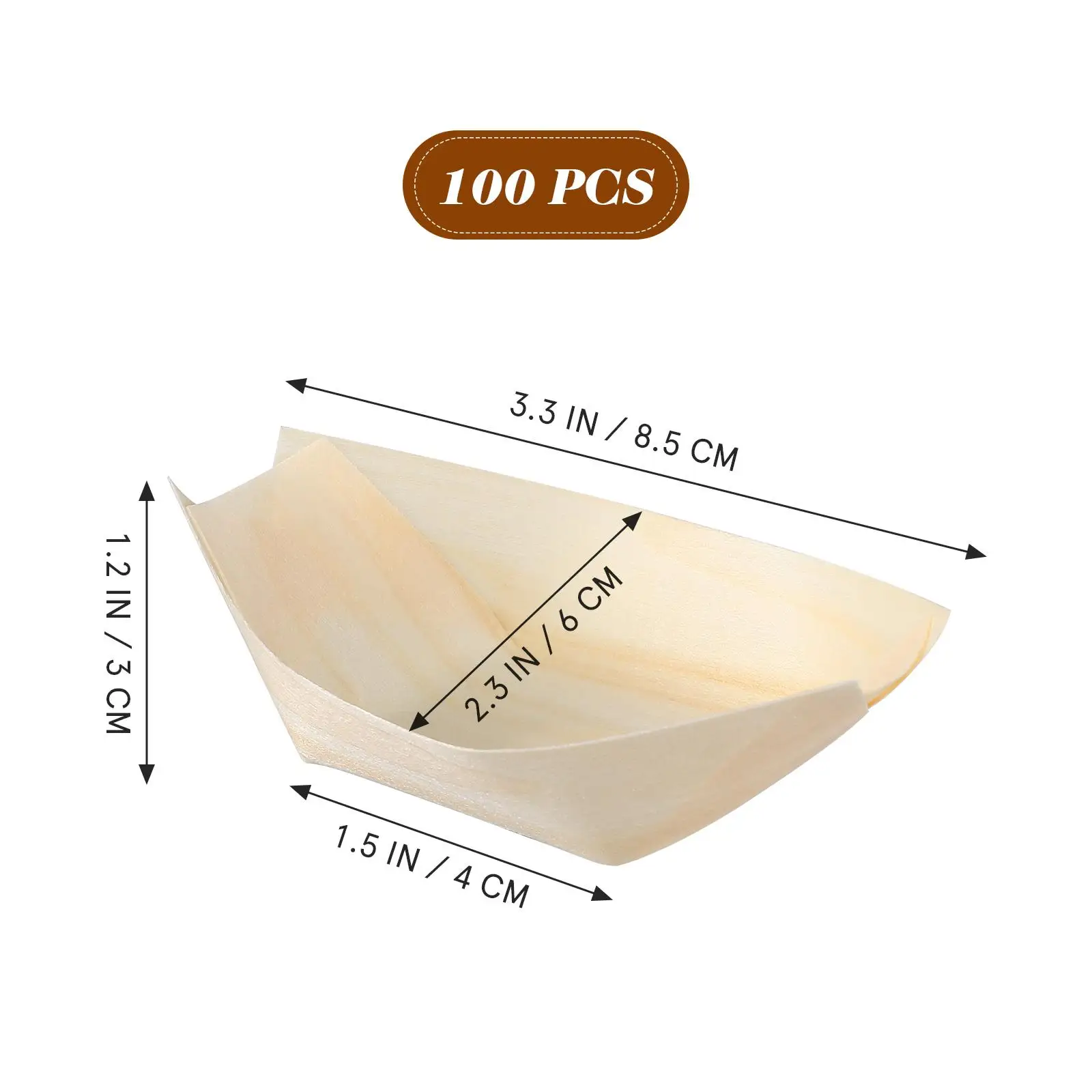 100Pcs Disposable Wood Boat Serving Trays Plates Home Party Wedding Supplies Sushi Salad Dessert Bowl Pine Wood Serving Bowl