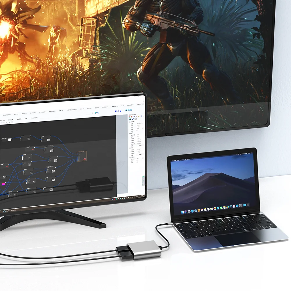 4 in 1 Usb c Hubs Dual HD PD 100W USB 3.0 Type c Data Laptop Splitter Adapter Docking Station for Macbook Pro USB HUB