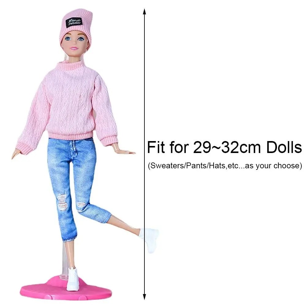 1 Set 1/6 30cm Puppe Mode Freizeit kleidung Hüte Winter tragen Pullover Hosen handgemachte Puppe tragen Set Kleidung Accessoires DIY Spielzeug