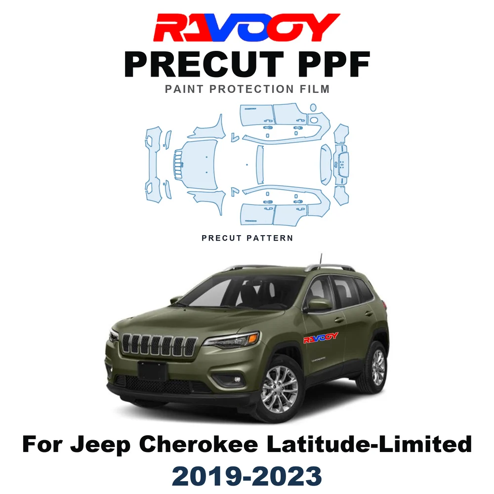 Precut PPF For Jeep Cherokee Latitude-Limited 2019-2023 8.5mil TPU Paint Protection Film Hood Bonnet Bumper Headlight Clear Kit