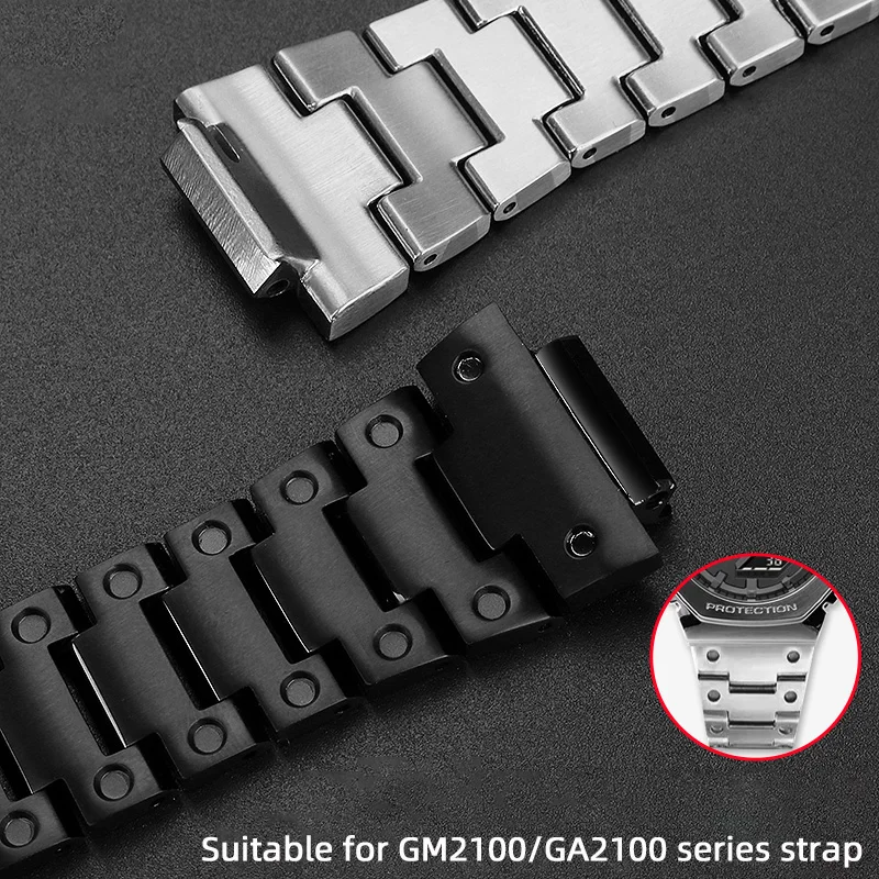 High Quality Solid Stainless steel For Casio G-SHOCK GM-2100/GA2100  watchband Men\'s Watch Strap Folding buckle Bracelet