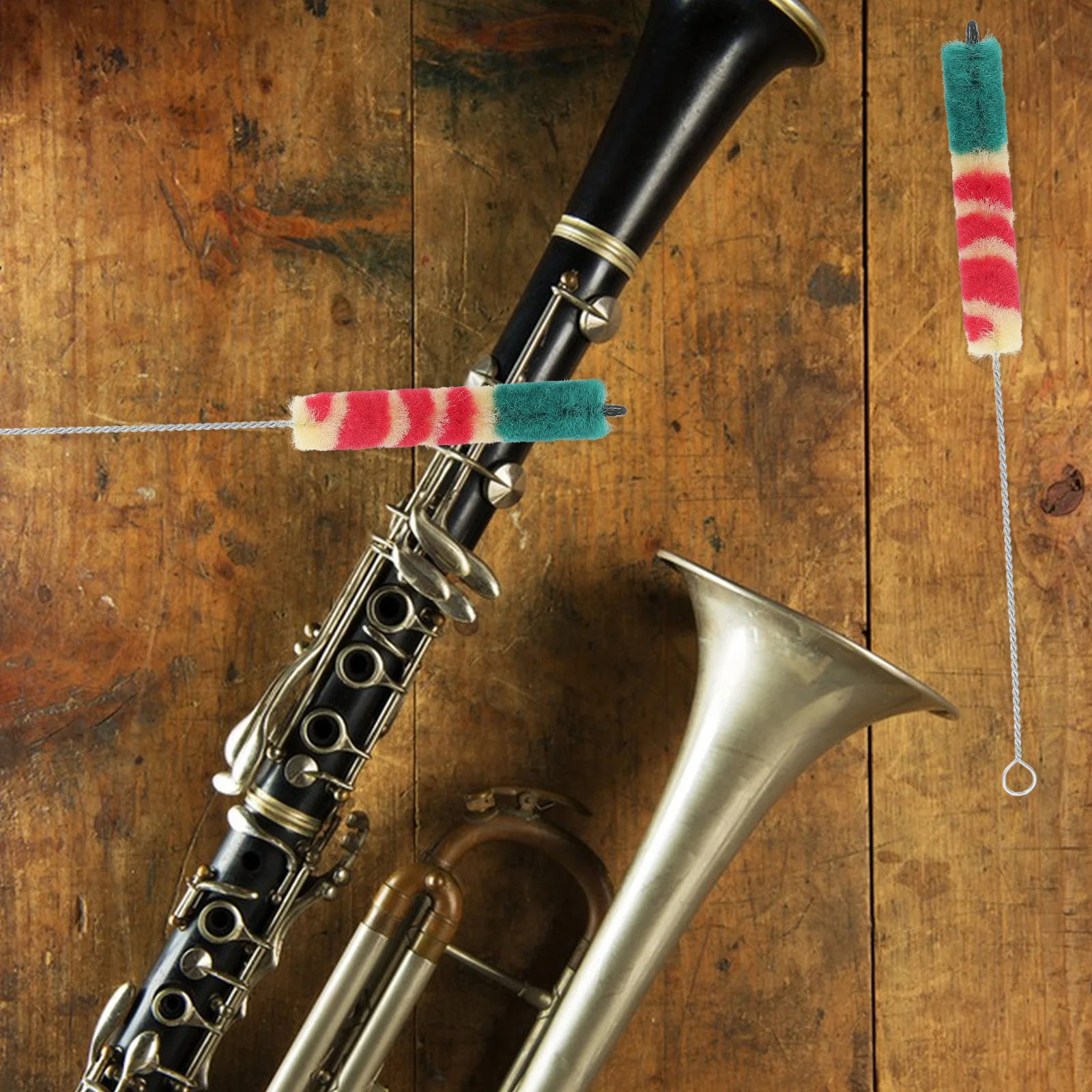 

2 Pcs Cleaning Bristle Brushes Musical Instrument Pipe Cleaners for Instruments Piccolos Stick Flute Metal