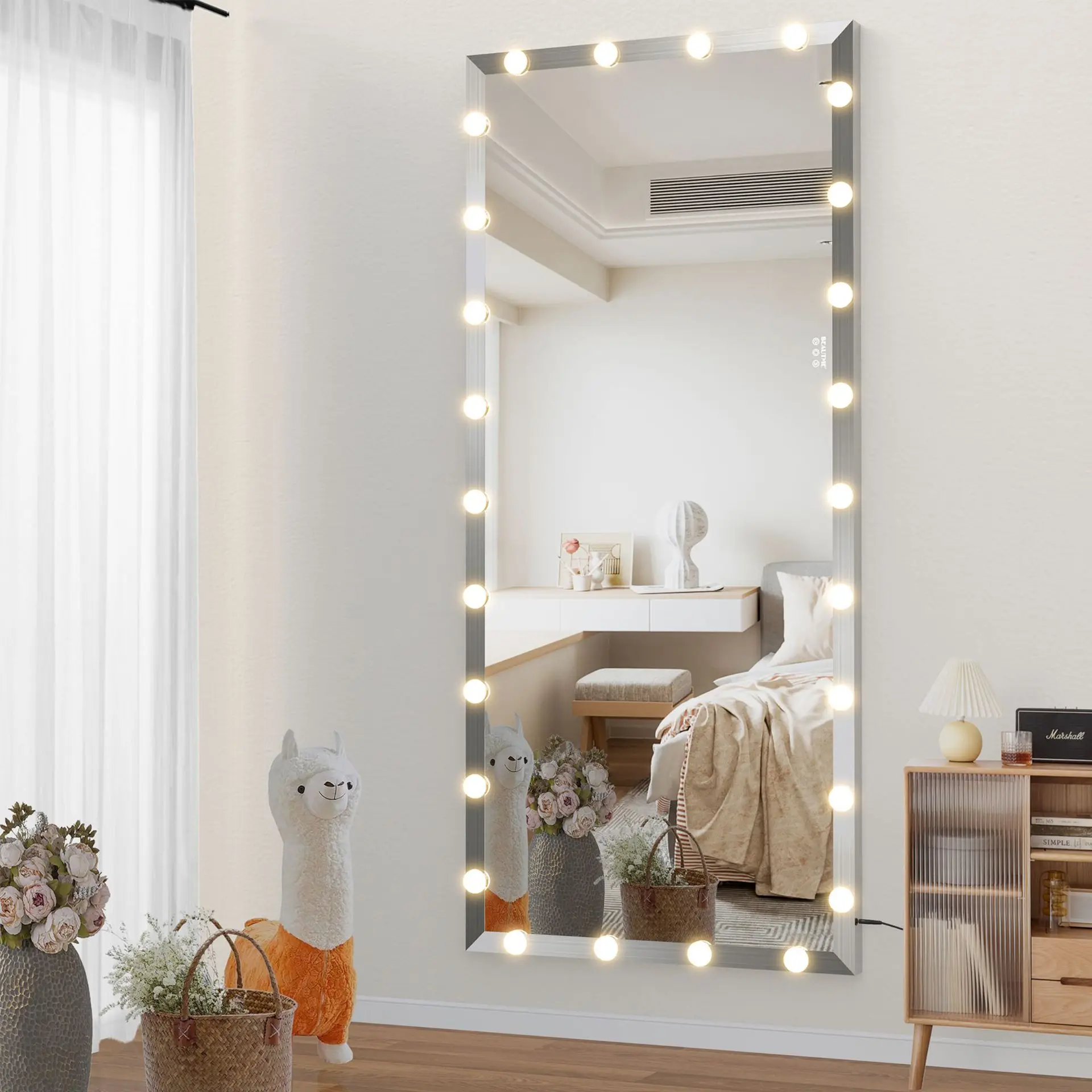 

2025 Modern Hot Selling Luxury Salon Furniture Bedroom Living Room Wall-mounted LED Light Mirror Makeup Mirror