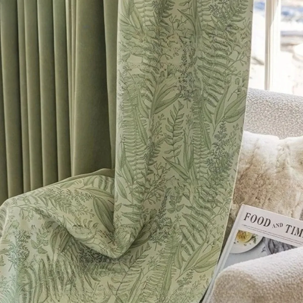 French Spliced ​​curtains for Living Room Bedroom Light Luxury Blackout Curtains Thickened Chenille Spliced ​​printed Custom