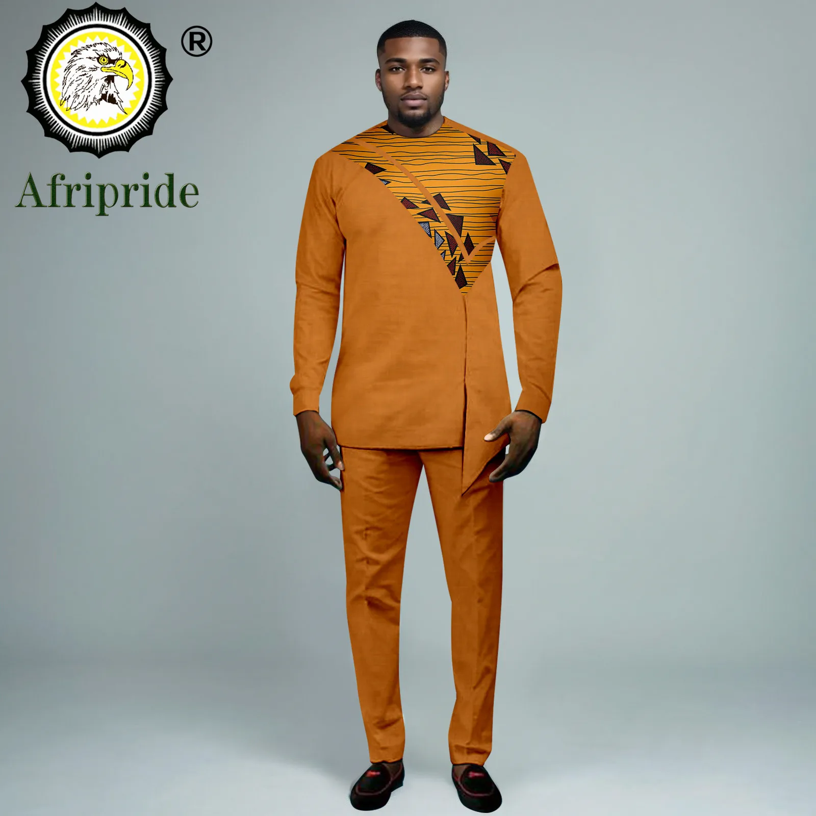 Men Tracksuit African Clothes Print Embroidery Long Sleeve Shirts and Pant 2 Piece Set Dashiki Outfits Ankara Attire 2416055