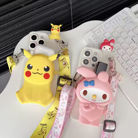 3D Pikachu Melody Crossbody Strap Coin Wallet Phone Case For Samsung A12 A13 LITE A14 A15 A16 A20 S A21S A22 A23 A24 A25 A26