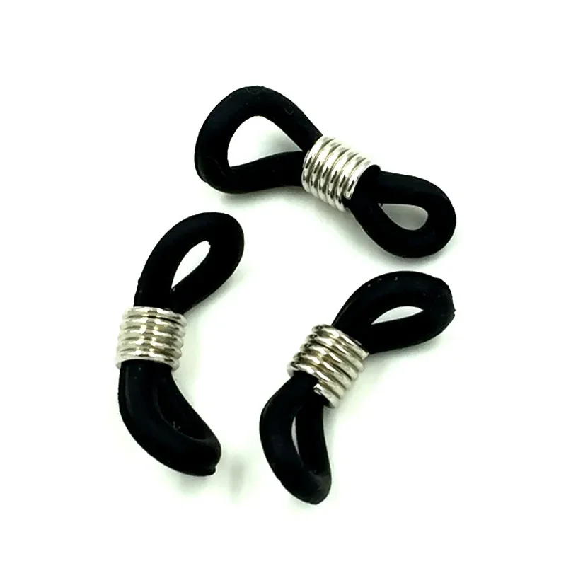 500Pcs Connectors Black Rubber For Glasses Holder Necklace Chain Jewely DIY Finding 18x7mm