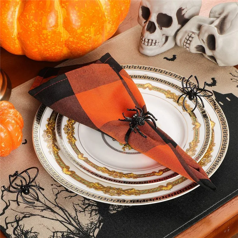 Halloween Napkin Ring Set Spider Halloween Napkin Black Terror Metal Alloy Napkin Clasp-AA98