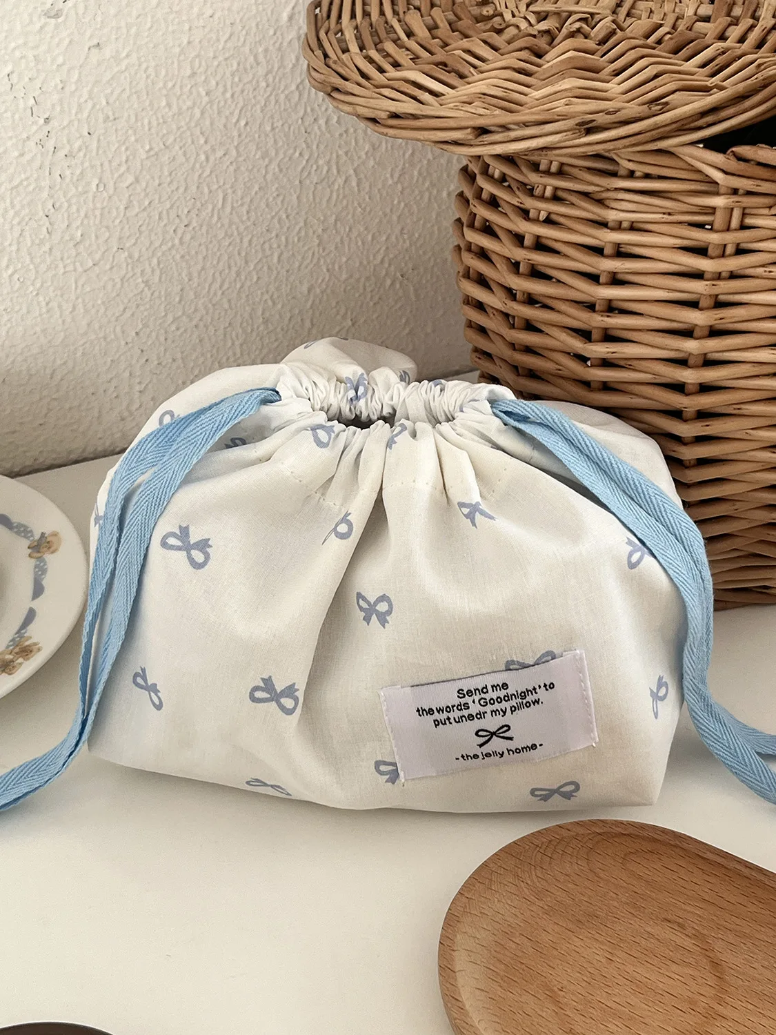 Süße Schleifenknoten-Tasche im frischen Ins-Stil, hochwertig, tragbar, für den Heimgebrauch, einfach, staubdicht, Aufbewahrungstasche, Taschentuchbox. – Detail 6