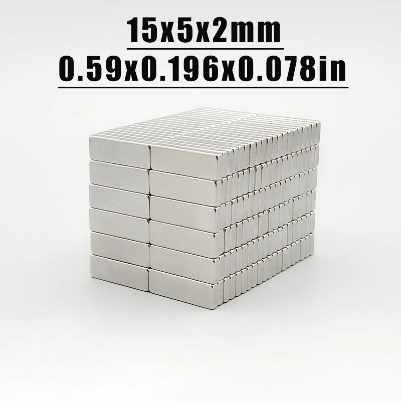 10-500pcs 15x5x2mm Magnet Neodymium Magnet N35 NdfeB Permanent Magnetic Imanes Magnets Square Shape 15*5*2 Magnet Accessory