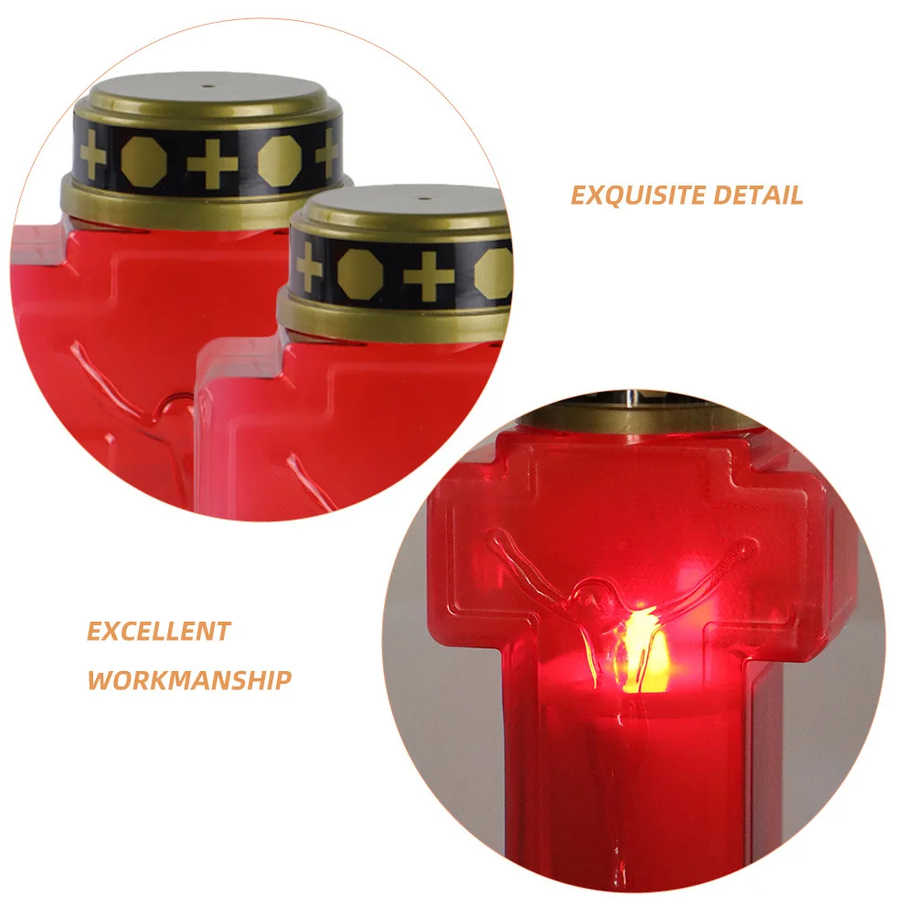 6 قطع 6 قطع شموع LED عديمة اللهب تذكارية للديكور أضواء القبر القبازات العبدية