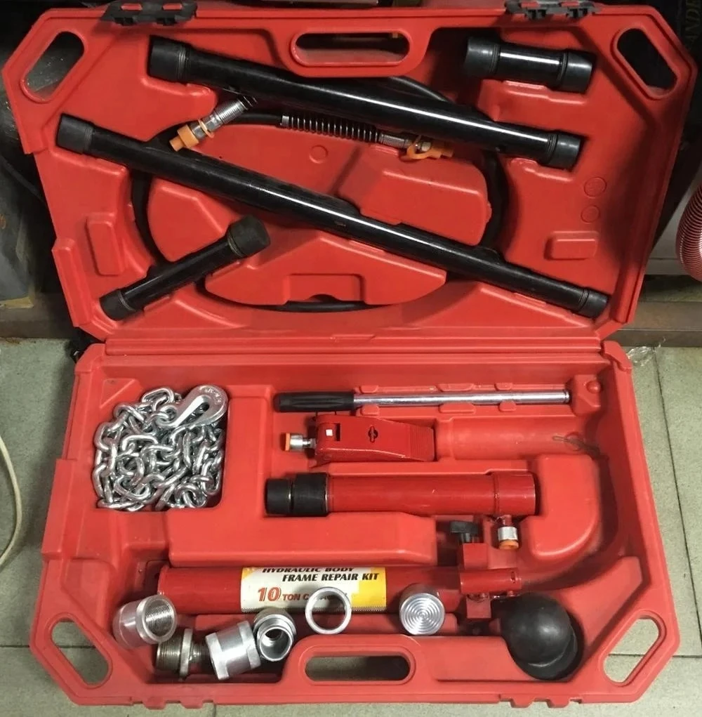 10 Ton Hydraulic Auto Body Dent Frame Repair Kit Portable Collision Repair Tool Car Jack