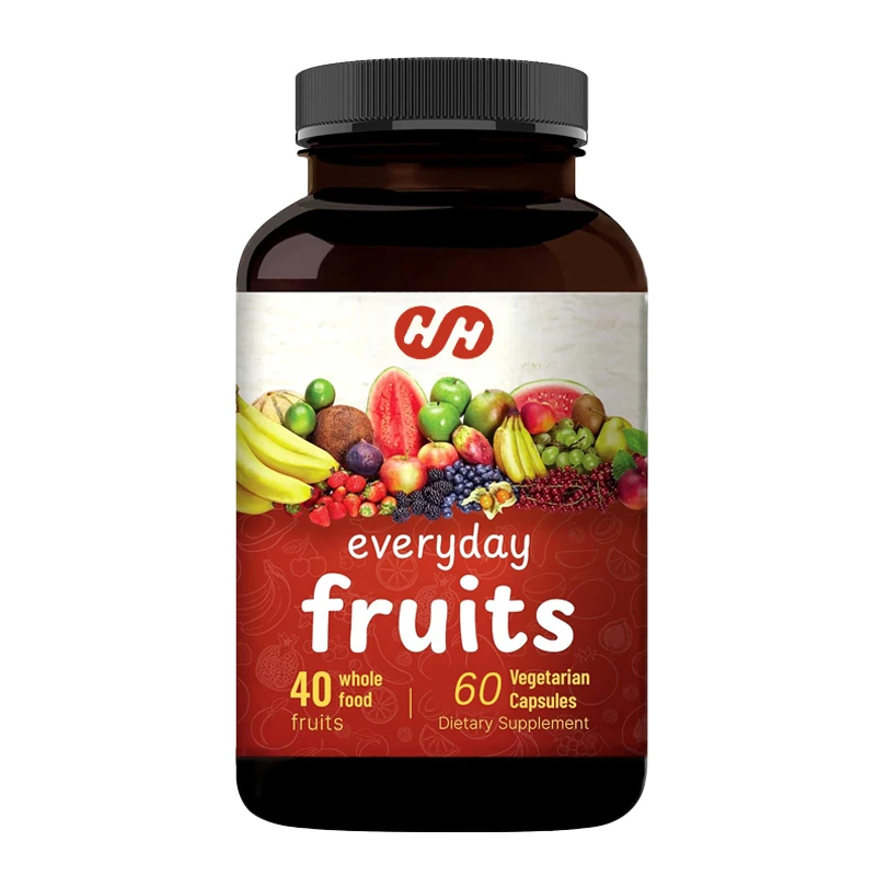60 Cápsulas Vegetarianas de Suplemento de Frutas Rojas, 100% 40 Superfrutas Hechas en Estados Unidos, Sin GMO ni Soya