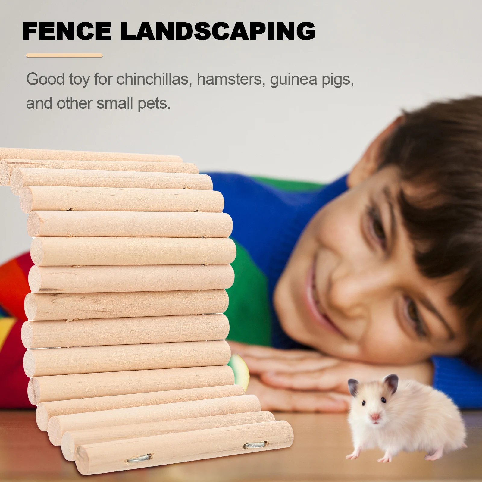 

Wooden Hamster Ladder Toy Small Animals Climbing Stairs Durable Bite Resistant Pet Exercises Balance Great Gift Hamster Cage