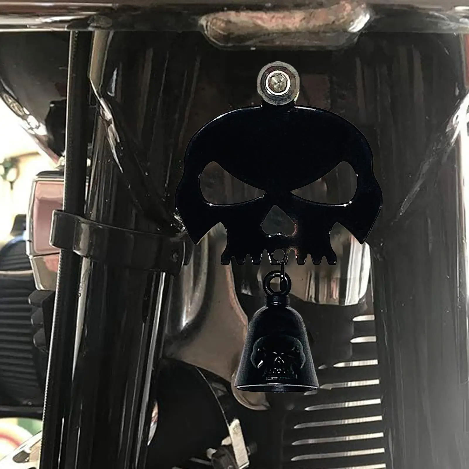 Skull Bell Hanger Mount Motorcycle Luck Bell With Skull Hanger Metal Rider Riding Accessory Pendants For Cyclists Men Boyfriend 2