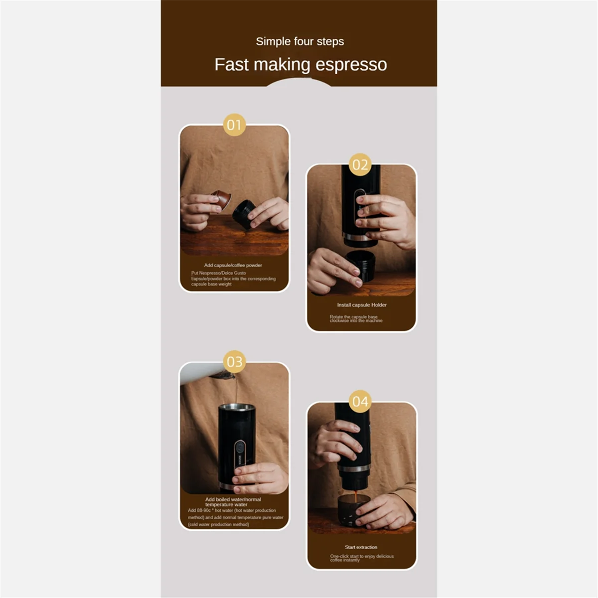 

Portable Coffee Maker Rechargeable Wireless Heating Espresso Machine Car Coffee Make Ground Coffee & Espresso Travel