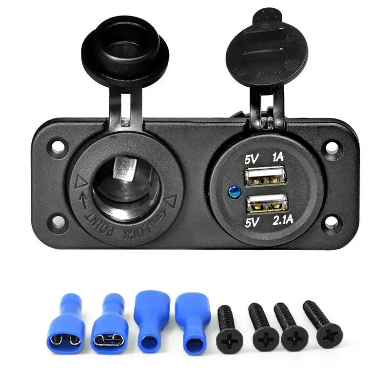 

12V/24V Dual USB Car Cigarette Lighter Socket Splitter Charger Power Adapter Outlet Car Accessories Double Socket Plug