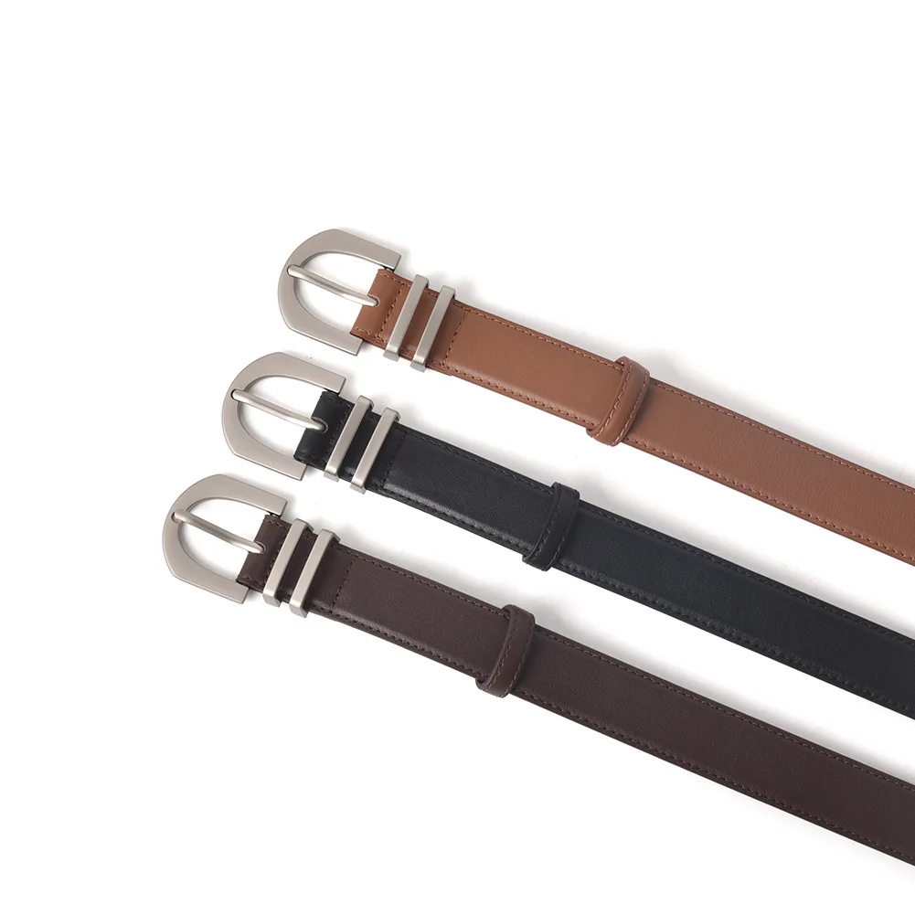 New women's belt with simple and fashionable design, paired with casual pants, jeans, Japanese style buckle, women's belt