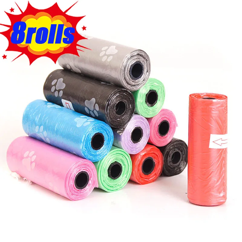 8 Rolls Dog Poop Bag Outdoor Cleaning Poop Bag Outdoor Clean Pets Supplies for Dog 15Bags/Roll Refill Garbage Bag Pet Supplies