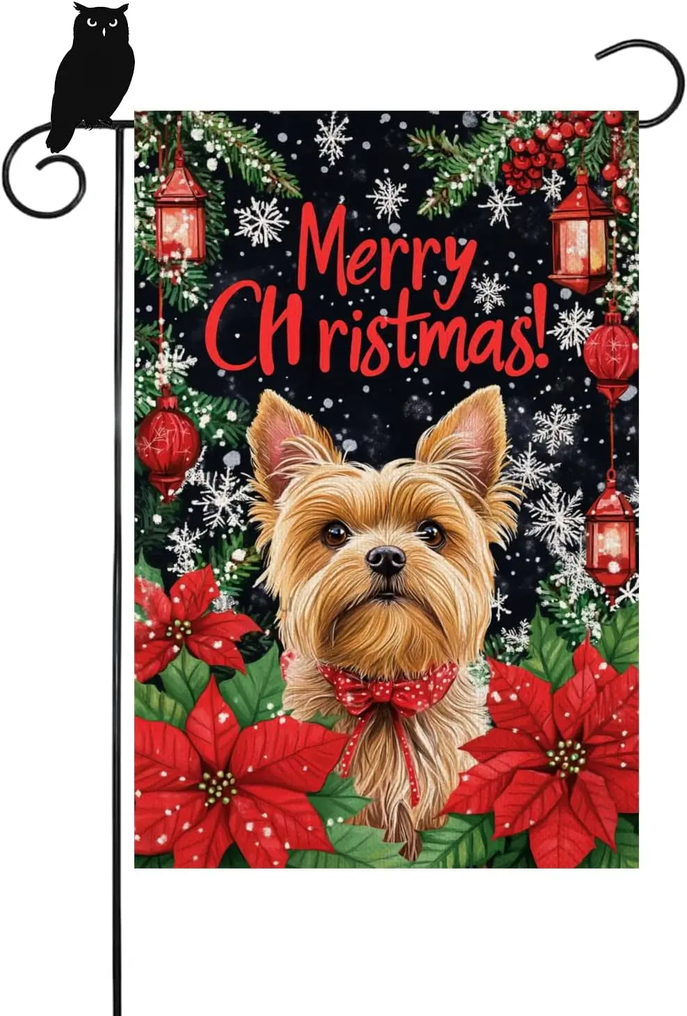 Merry Christmas House Flags 12x18 Double Yorkie Garden Flag Large Christmas Yard Flags for Outside Garden Flags Winter Decor SSL