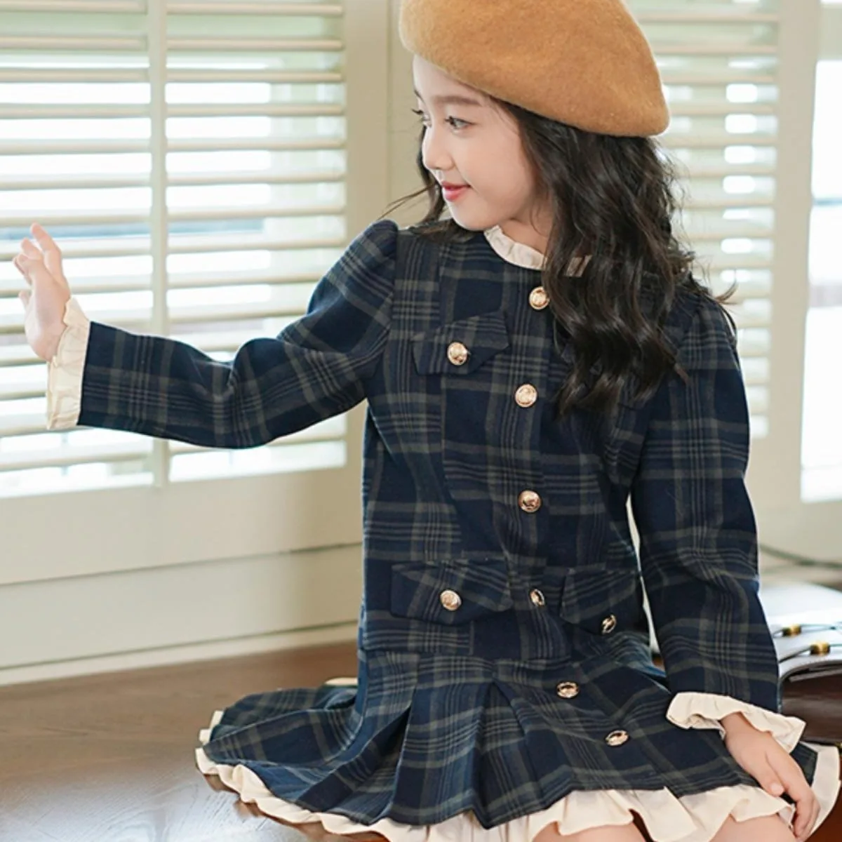 Children Girls Dress Teen Girl Autumn Winter Plaid Dresses Clothes Child Princess Elegent Christmas Dress Birthday Party Costume