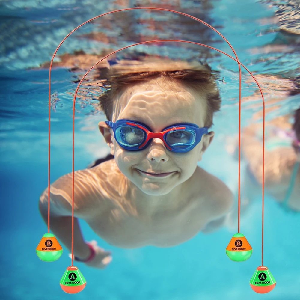 2pcs Diving Pool Toys Set Body Exercise Through Door Diving Ring Durable PVC Swim Through Door Toys Best Gift for Boys Girls