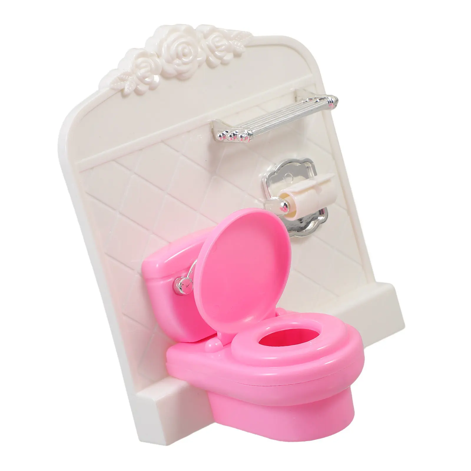 

Miniature Toilet for Small House Bathroom Realistic Design with Tissue Holder Elegant Mini Furniture Accessory for Dollhouse