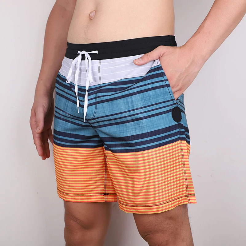 Pantalones cortos de secado rápido para hombre, Shorts de playa con etiqueta, para natación, elásticos, deportivos, resistentes al agua