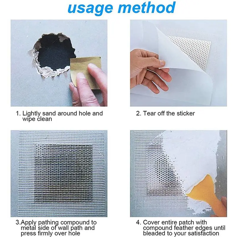 ABMI-Drywall Repair Kit 24Pcs Aluminum Wall Repair Patch Kit, 4/6/8 Inch Fiber Mesh, Dry Wall Hole Repair Patch Metal Patch,