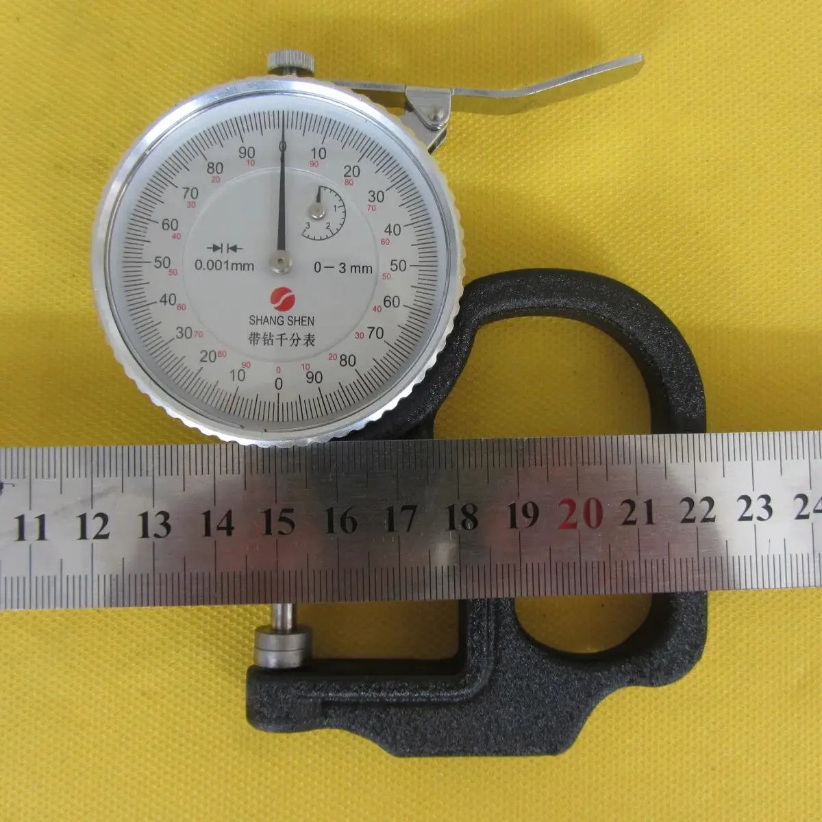 Schokbestendige 0-10x30mm diktemeter met wijzerplaat, lederdiktemeter, draagbaar schokbestendig meetinstrument