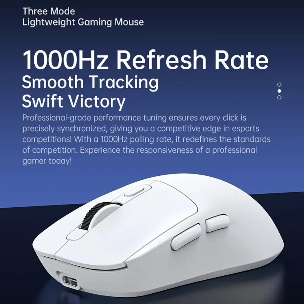 Mouse Gamer KEBIDUMEI com Fio/2.4GHz/BT Sem Fio, 8000DPI, 6 Botões Silenciosos, Recarregável, Design Leve para Escritório e Jogos