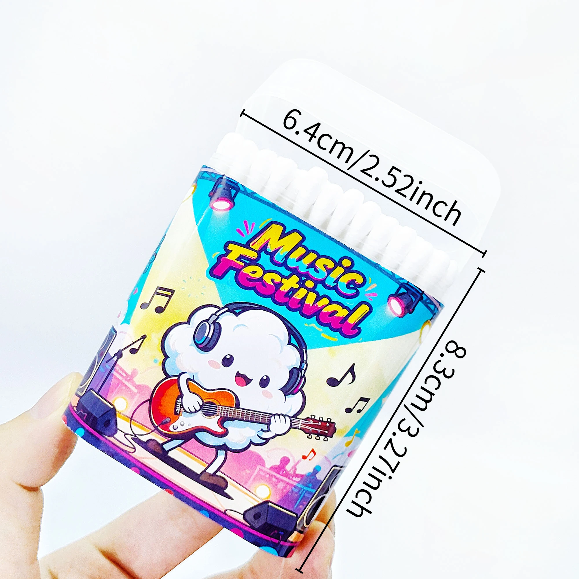 200 قطعة من أعواد القطن لمهرجان الموسيقى متعددة الوظائف برأسين، أعواد قطنية مستديرة، عصا أعواد قطنية.