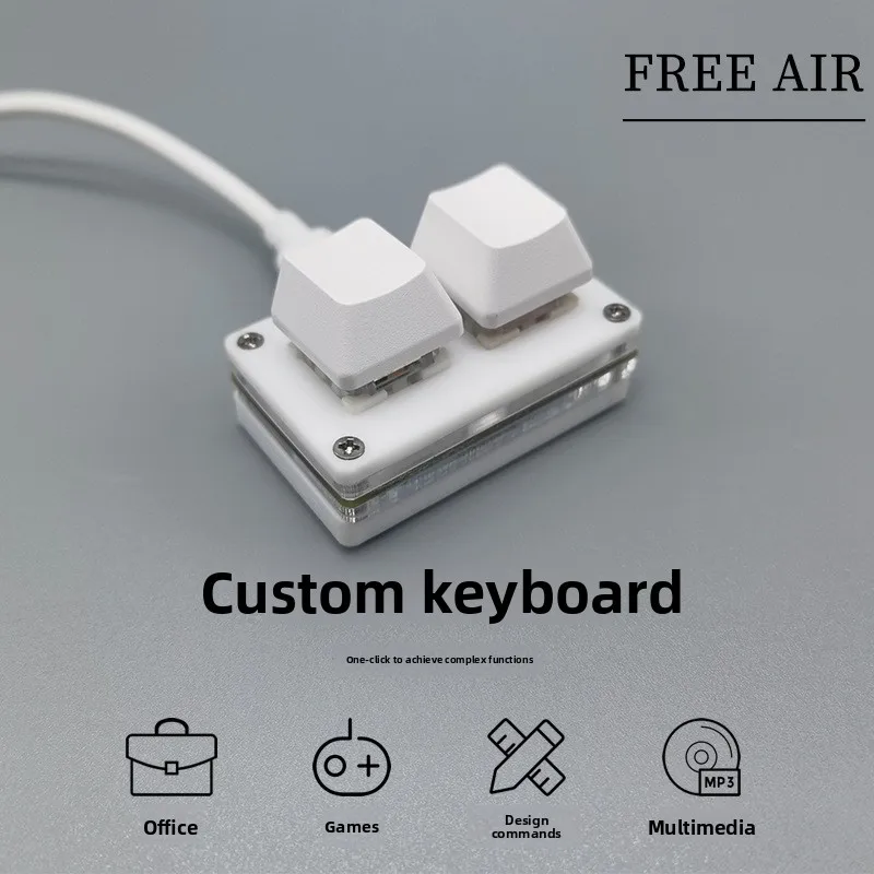 2-Key Mini USB Silent Dustproof Mechanical Keypad Custom Copy Paste Shortcut for Gaming
