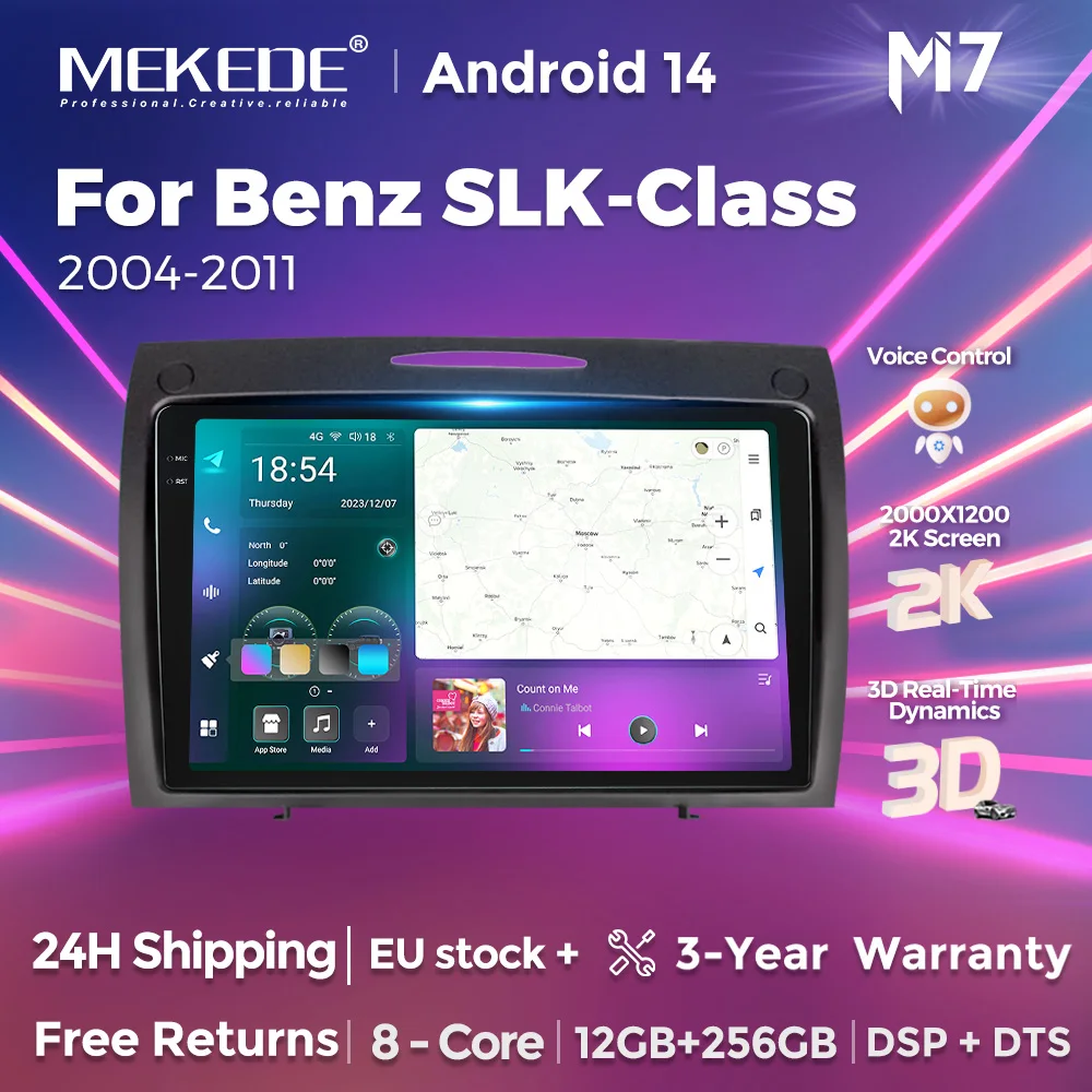 MEKEDE EU Stock Android 14 Autoradio Per Mercedes-Benz SLK Classe R171 2004-2011 SLK 200 280 300 350 Wireless Carplay GPS Navi 4G