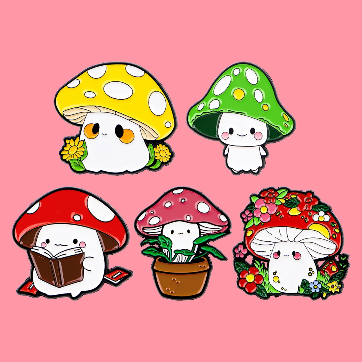 Niedliche Pilz-Emaille-Anstecknadeln, Cartoon-Pflanzen, Broschen, Anstecknadel, Abzeichen auf Rucksack, Kleidung, Accessoires, Modeschmuck, Freunde, Geschenke