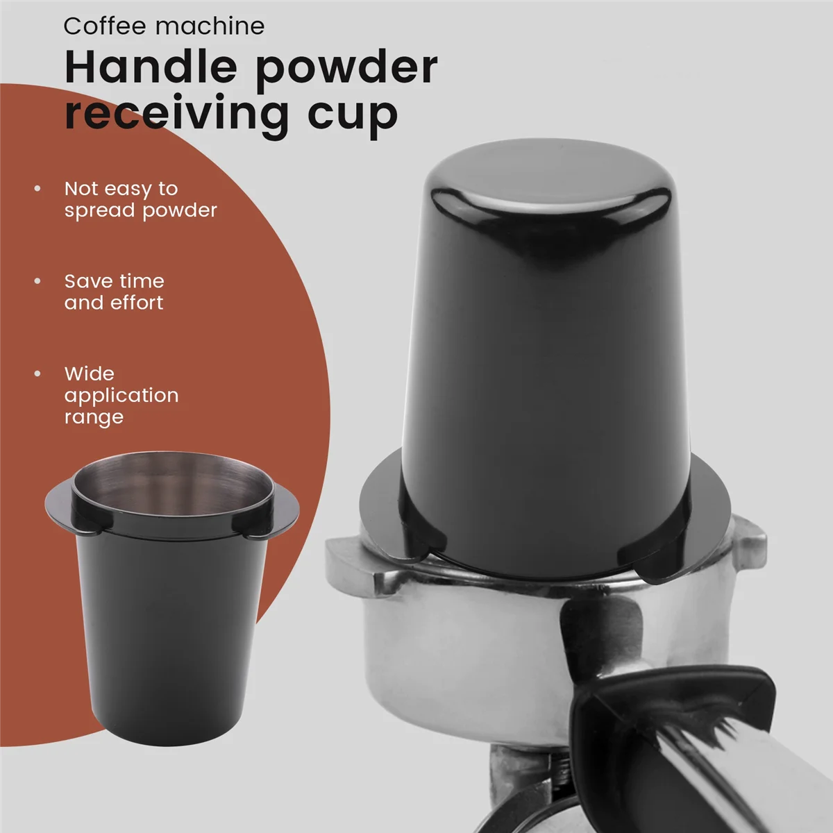 Molinillo Ek43, cuenco para polvo para WPM Huijia Niche, receptor de café en polvo, mango para máquina de café, taza para polvo negra