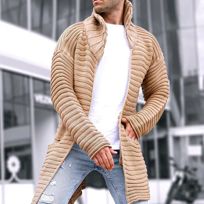 2023 Autumn and Winter New Cardigan Mens Knitted Sweater Solid Color Turtleneck Long-sleeved Coat Sweater Jackets