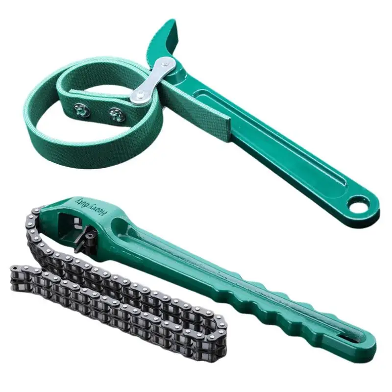 Chain Wrench Tool com alça ergonômica para carros, ajustável Grip Spanner, filtro de óleo, acessórios para tubos, Heavy Duty Remoção