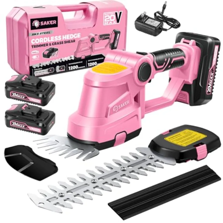 Cortasetos inalámbrico-20V recortador de arbustos eléctrico tijeras de césped cortador de césped de mano tijeras de setos con 2 uds de masa recargable