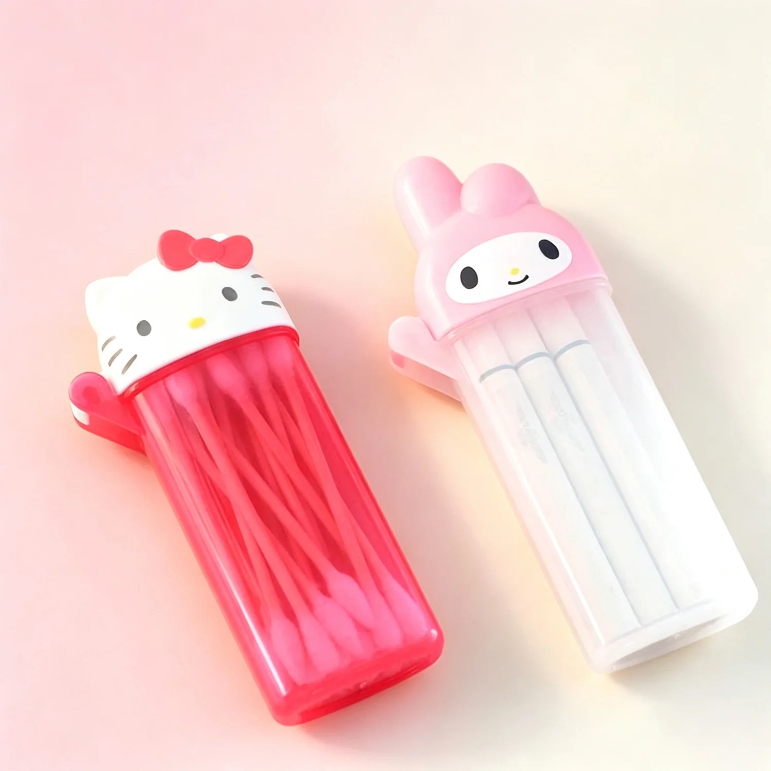Hello Kitty, Kuromi, Cinnamoroll, My Melody – Baumwollstäbchen mit niedlichem Aufdruck, Papierstäbchen mit Baumwollspitze und Aufbewahrungsbox für die Reinigung von Make-up. – Detail 11