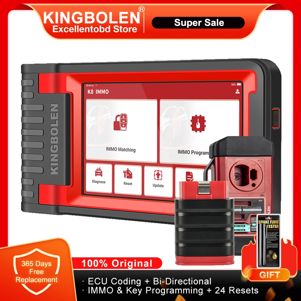 KINGBOLEN K8 IMMO Full System Diagnostics Tool 24 Resets ECU Coding  Key Programming OBD2 Scanner 2 Years Free pk X431 IMMO