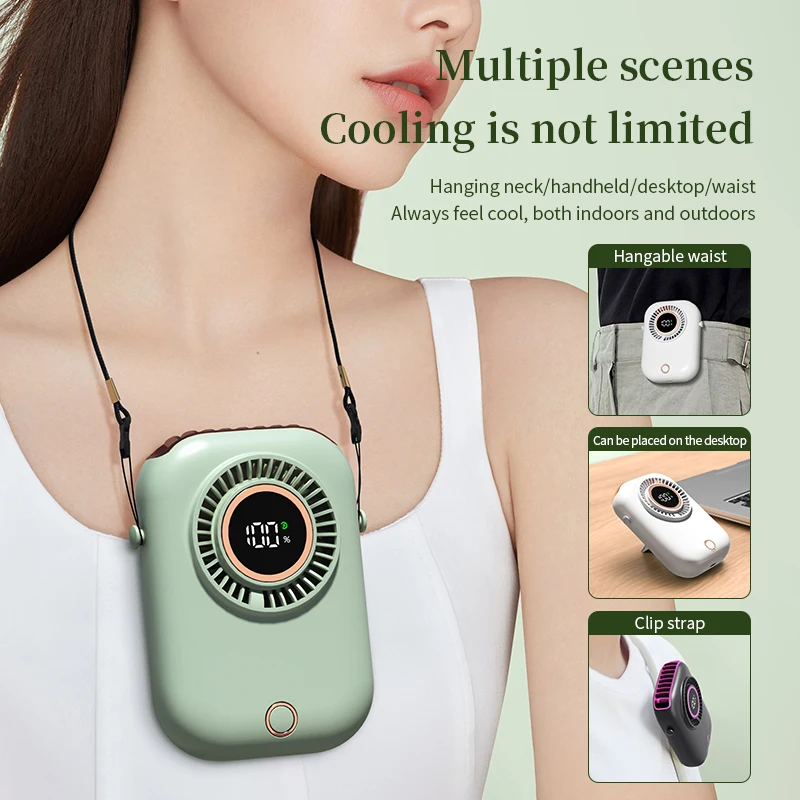 

Portable Hanging Neck Fan Mini Fans With Adjustable Lanyard Bladeless USB Rechargeable Sports Cooling Fan For Kids Travel 2025