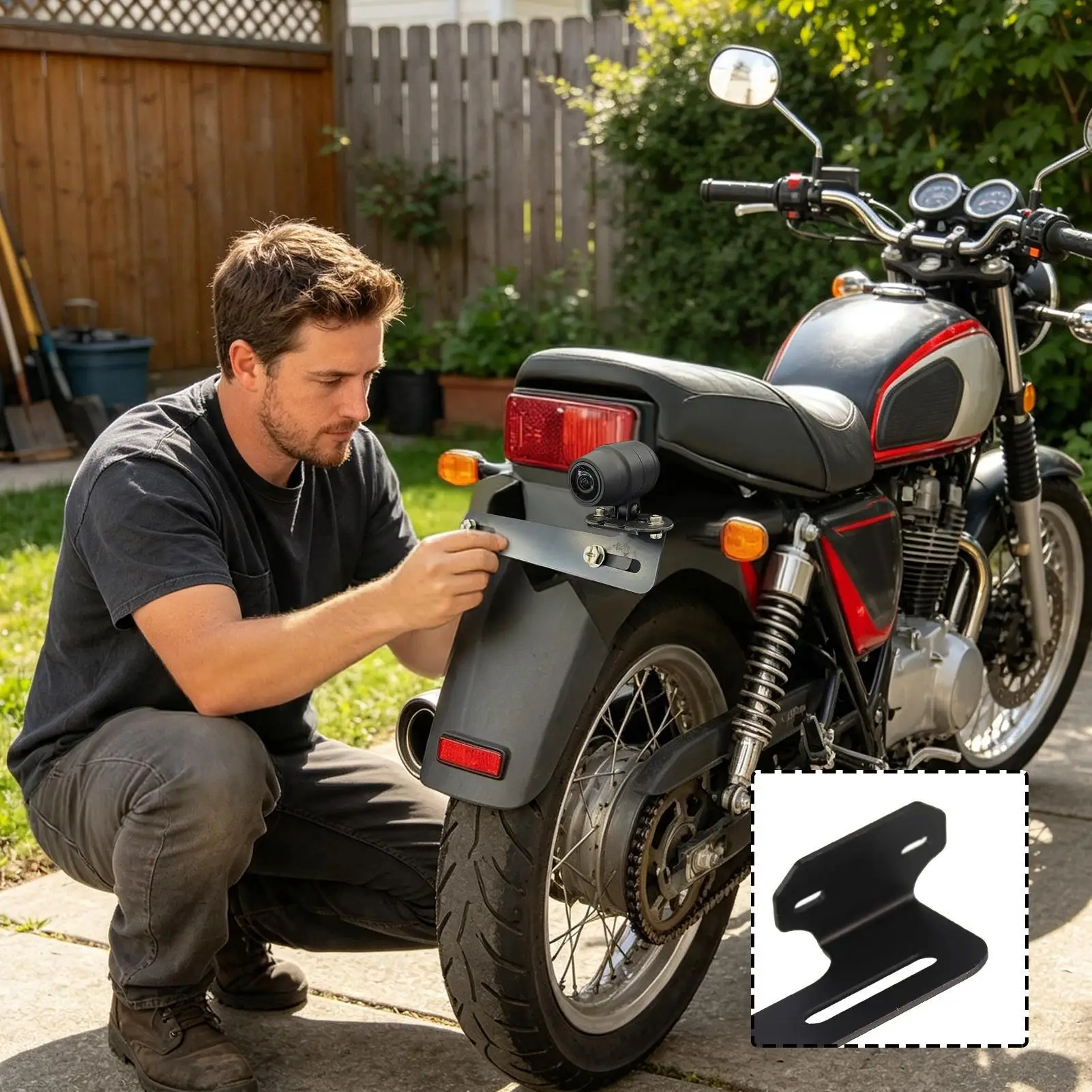 Motorcycle Video Camera Mount Rust-Proof Video Recorder Installation Base Rear License Plate Bracket For Beginner Enthusiast view 2