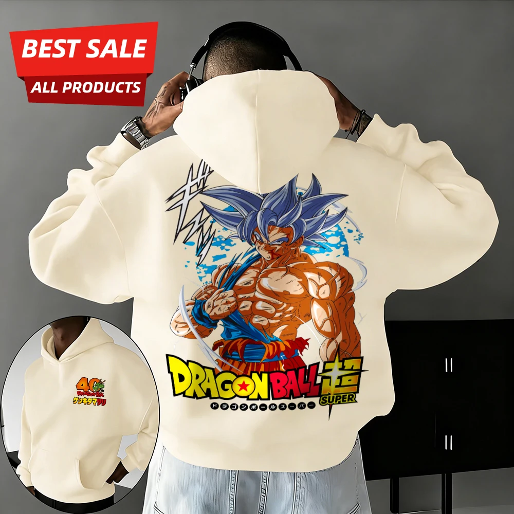 

2026New Autumn/winter Dragon Ball 40th Anniversary Wukong Super Saiyan 100% Cotton Anime Printed Hoodie Extra Size Casual Unisex