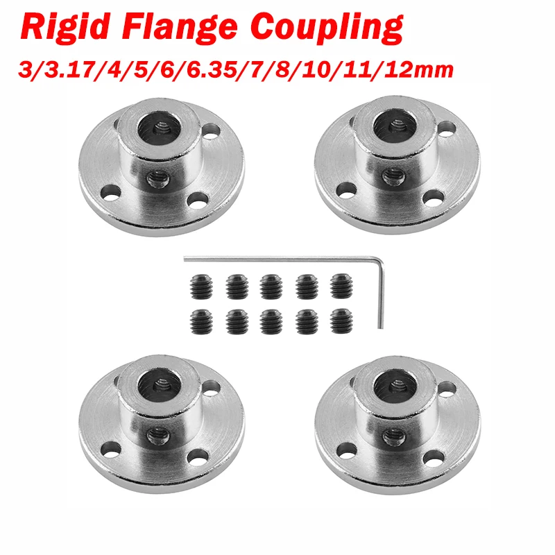 Rigid Flange Coupling Motor Connector Shaft 3/3.17/4/5/6/6.35/7/8/10/11/12mm Motor Guide Shaft Coupler Axis Bearing Fittings