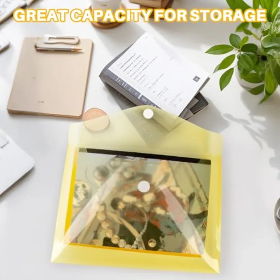 Buste in plastica trasparente Confezione da 5 buste in plastica poli con chiusura Formato lettera A4 Impermeabile riutilizzabile 5 Colo Ideale per Sch