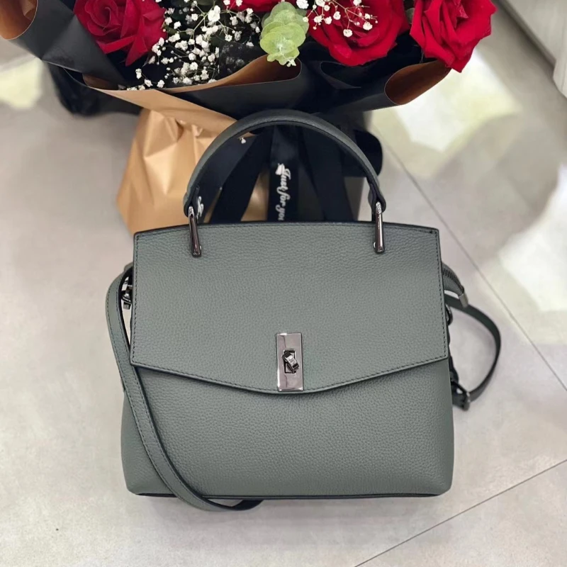 Minimalist Shoulder Bag for Women Genuine Leather Everyday Work Crossbody Handbag Adjustable Shoulder Strap Luxury Designer