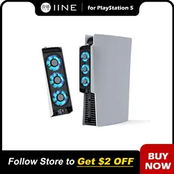 IINE PS5 온도 제어 냉각 팬 PS5 디스크 및 디지털 에디션과 호환되는 USB3.0 허브가 포함된 업그레이드된 쿨러 팬