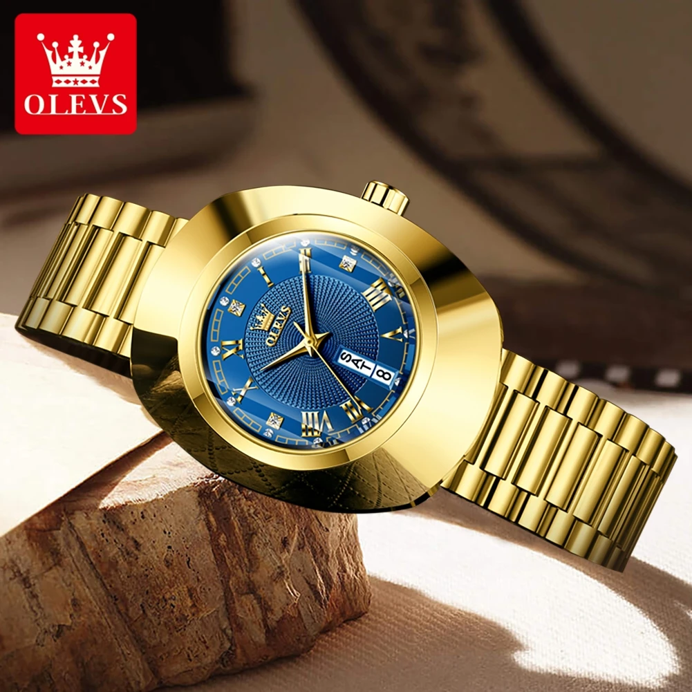 OLEVS 7008 Women Watch Original Watches For Women Stainless Steel Quartz Wristwatch For Women Waterproof Luminous Dual Calendar